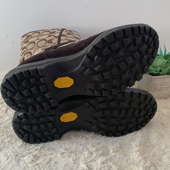 Coach Sharron Signature C Brown Rain Snow Winter Boots - Picture 8 of 10